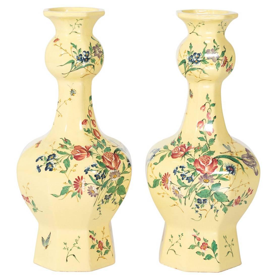 Pair of French Faience Vases