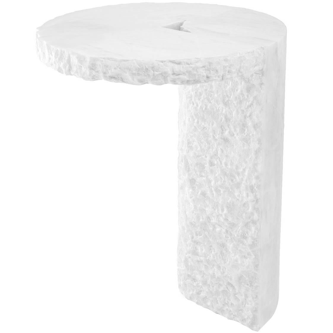 White Marble Side Table, S.R.O Collection For Sale