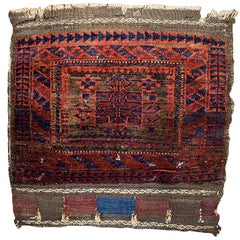 Handmade Antique Collectible Afghan Baluch Bag Face, 1880s