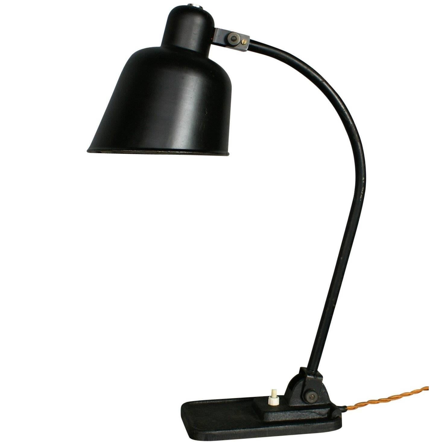 Christian Dell Black Lacquered Bauhaus Table Lamp, 1930s Germany