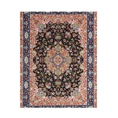 Garden, Hand-Knotted Silk and Wool Genuine Persian Tabriz Rug/Carpet