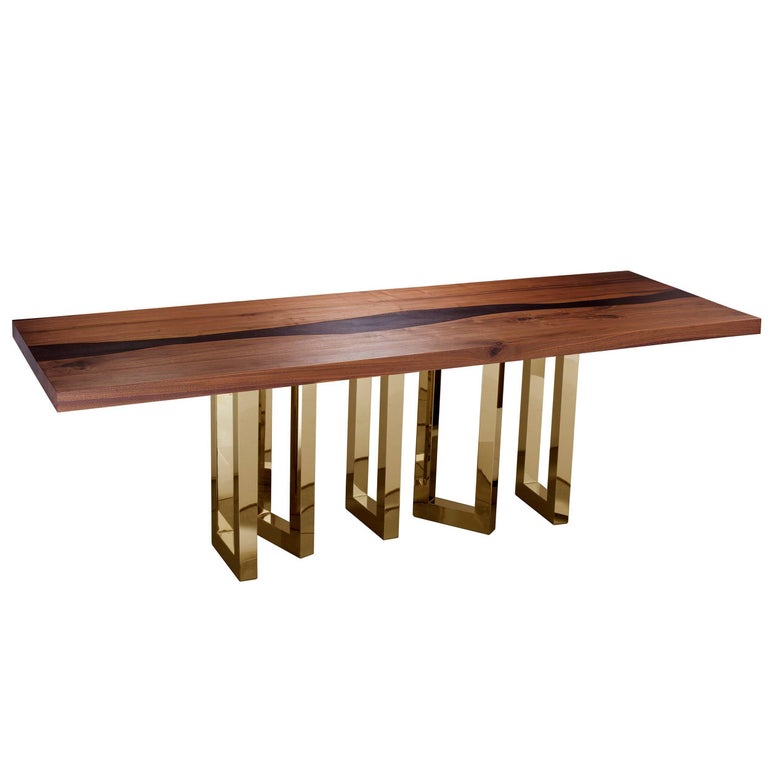 "Il Pezzo 6 Long Table" dining table made of solid walnut and solid wenge For Sale at 1stdibs