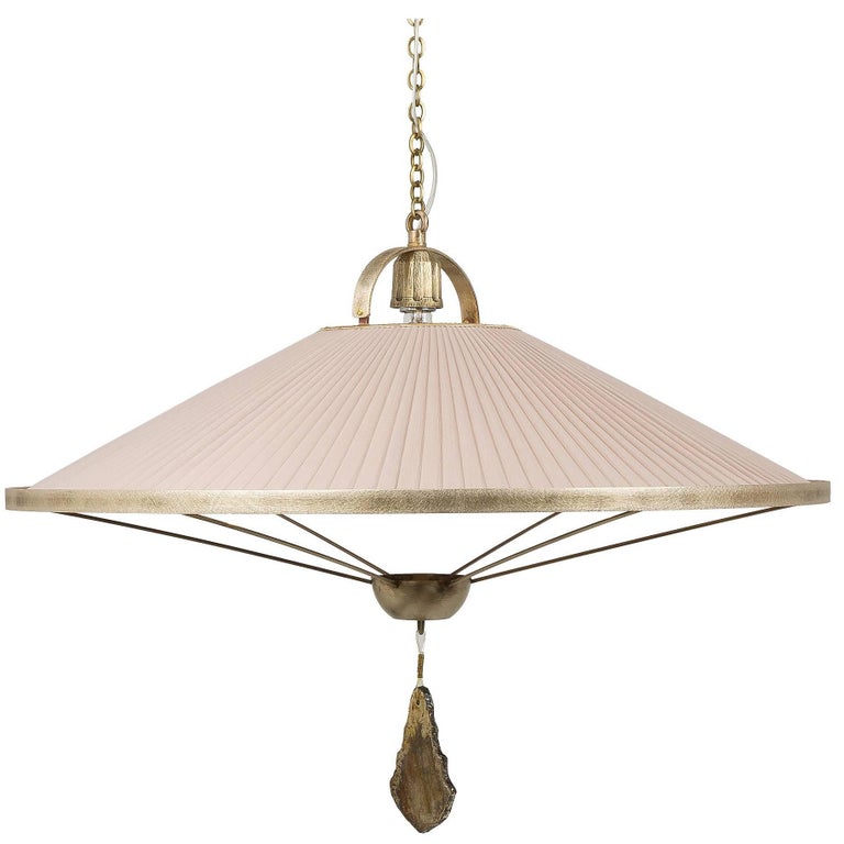 Sunshine Pendant Lamp Chiffon Silk Shade Savanna Color With Silvered Sunshine Pendant Lamp Chiffon Silk Shade Savanna Color With Silvered Glass Jewel For