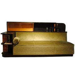 Art Deco Great Gatsby Sofa Corner with Integrated Bar and Bookcase