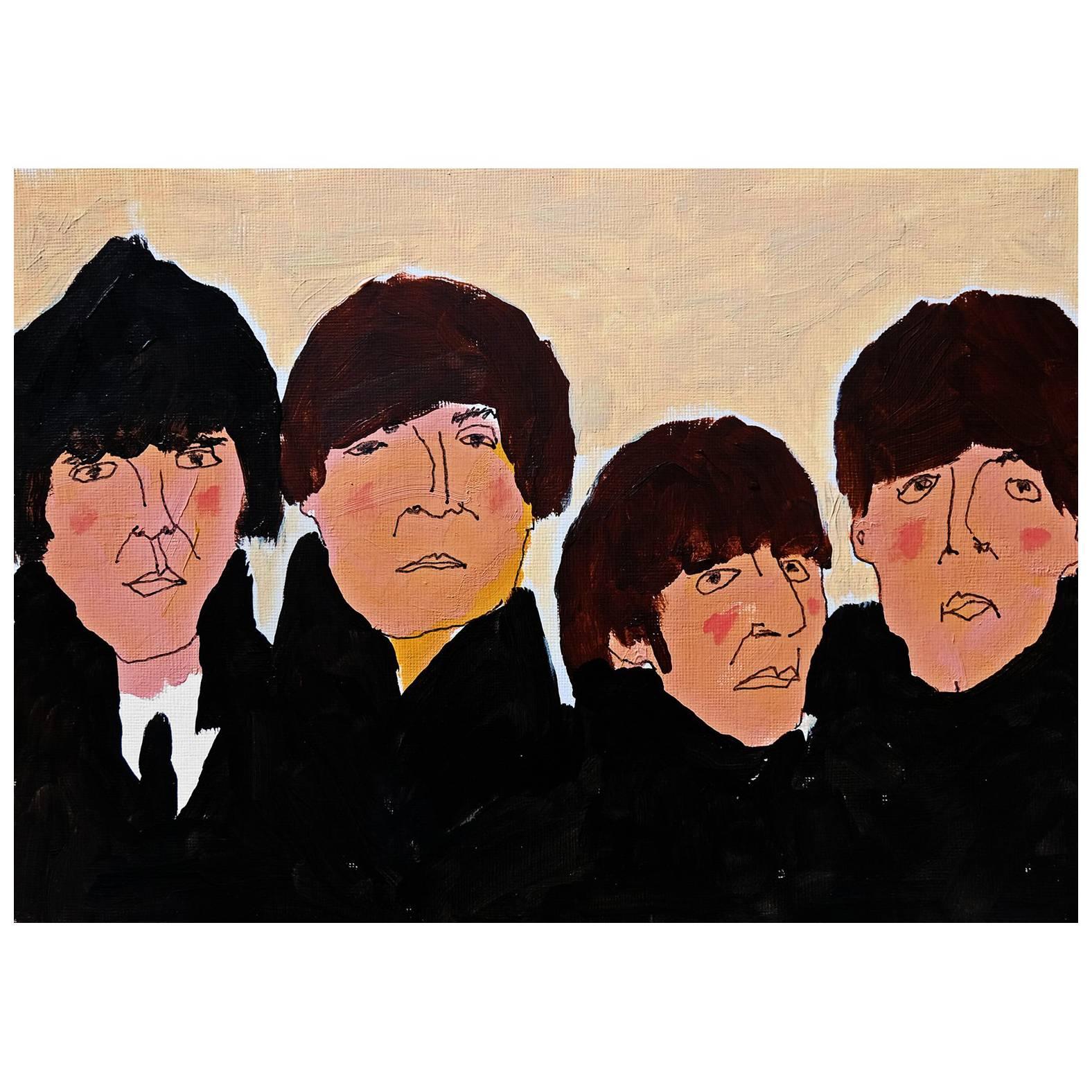 'Beatles for Sale' Portrait Painting by Alan Fears Acrylic on Paper Album Cover