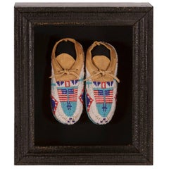 Native American Child's Moccasins with Flag Imagery