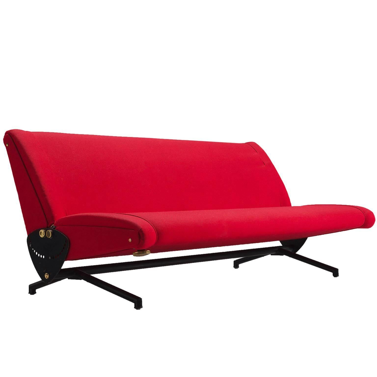 Osvaldo Borsani 'D70' Red Sofa Daybed for Tecno