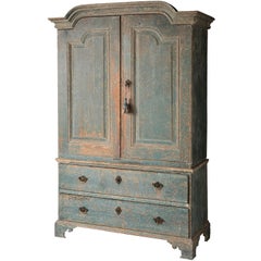 Swedish Rococo Period Linen Press or Cupboard with Two Drawers, circa 1760