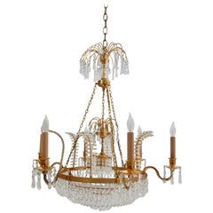 Crystal and Gold Russian Neoclassical Chandelier