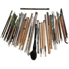 Artisan's Cache of 27 Old China Paint Calligraphy Bamboo Brushes