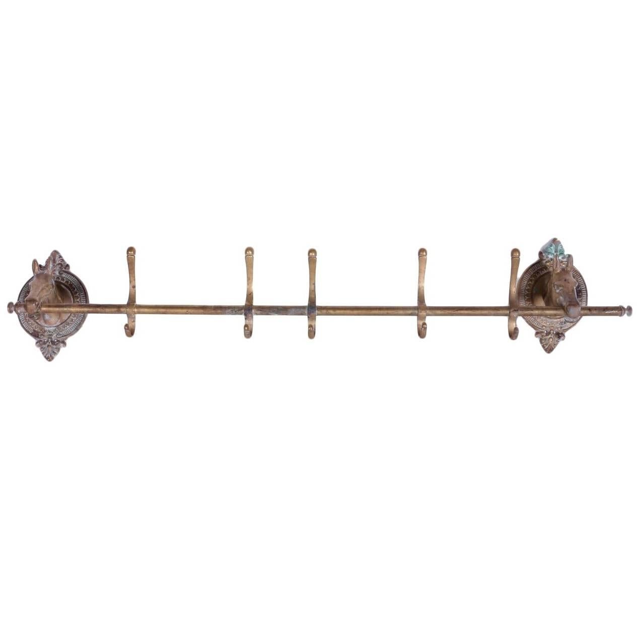 Vintage Brass Horse Head Coat Rack