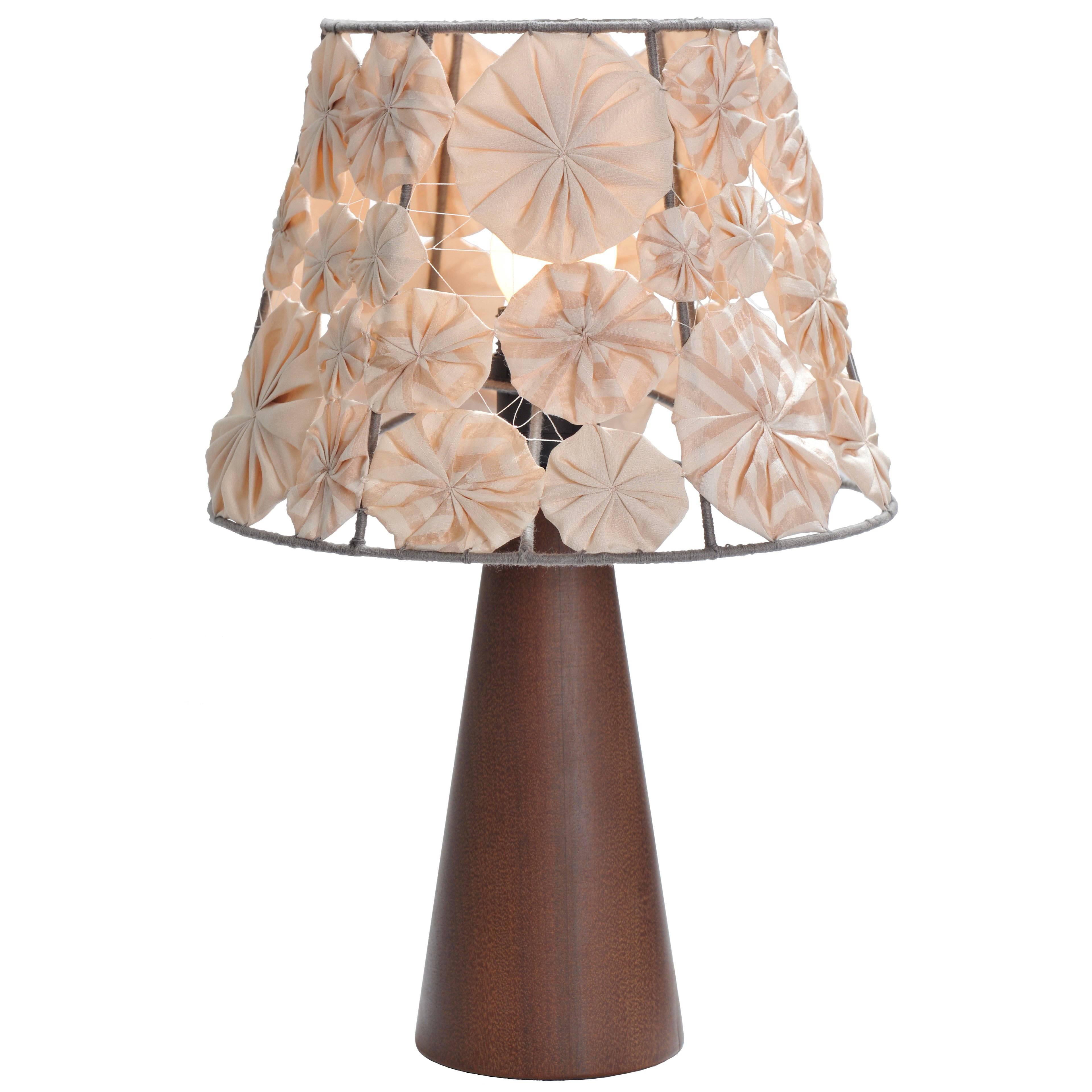 'Ipe' Table Lamp in Wood with Yoyo Shade, Brazilian Contemporary Design