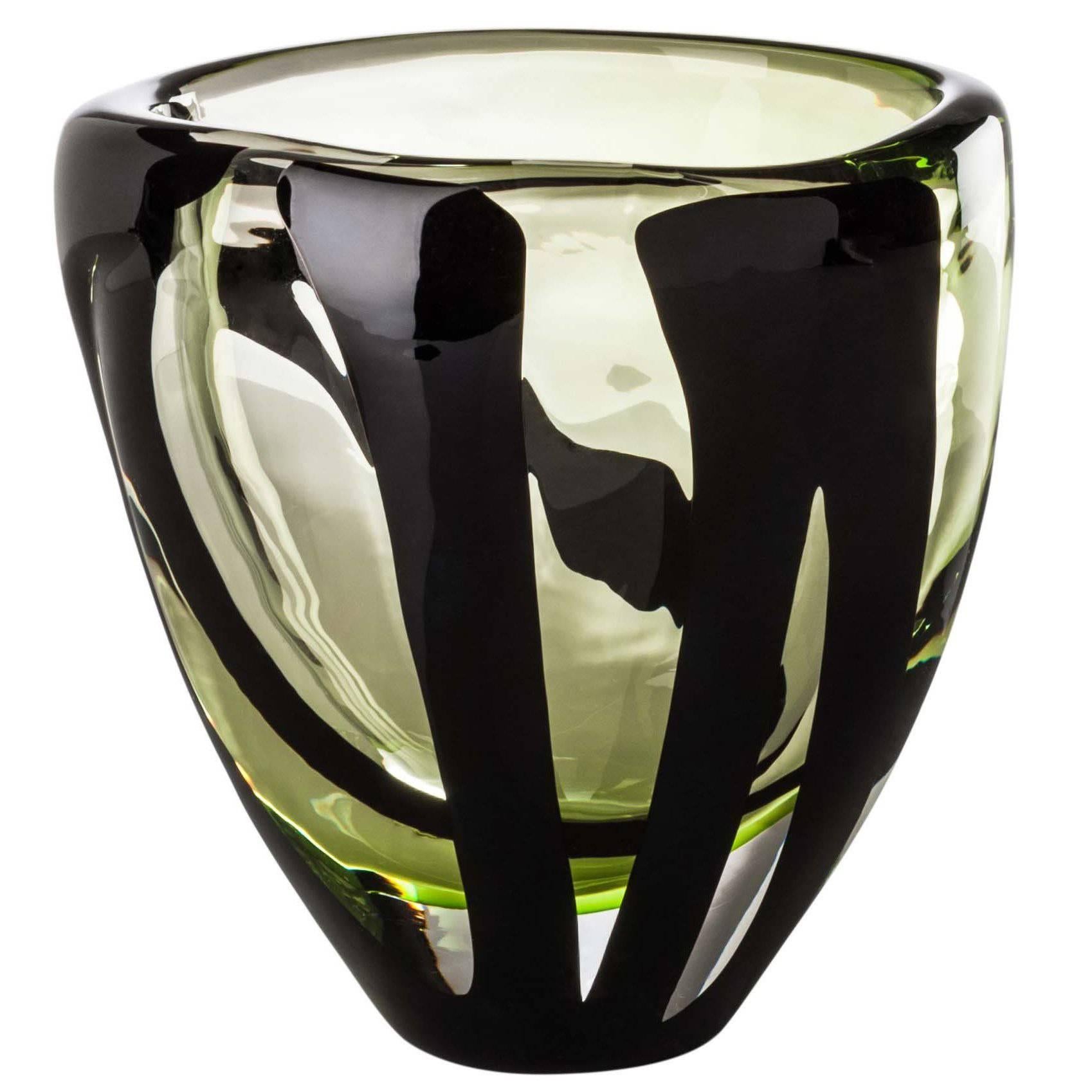 Small Ovale Vase from the Black Belt Collection by Peter Marino & Venini For Sale