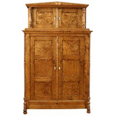 Classical North German Biedermeier Cabinet in Fire Birch, circa 1835