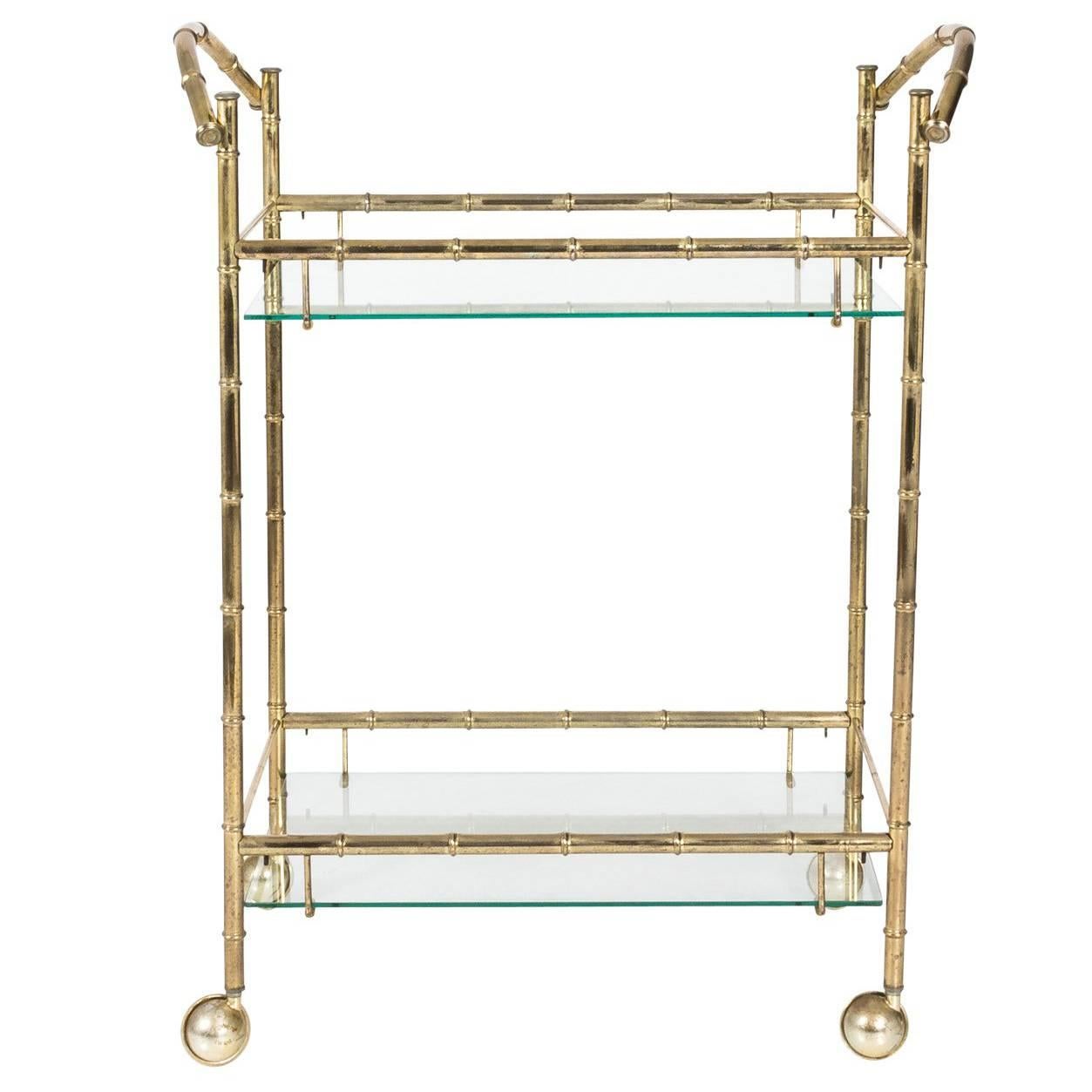 Faux Bamboo Bar Cart For Sale