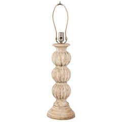 Antique Bleached Wood Lamp, circa 1940