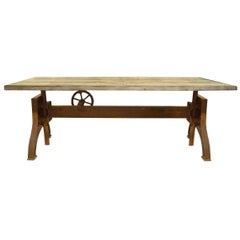 Italian Industrial Table with Crank