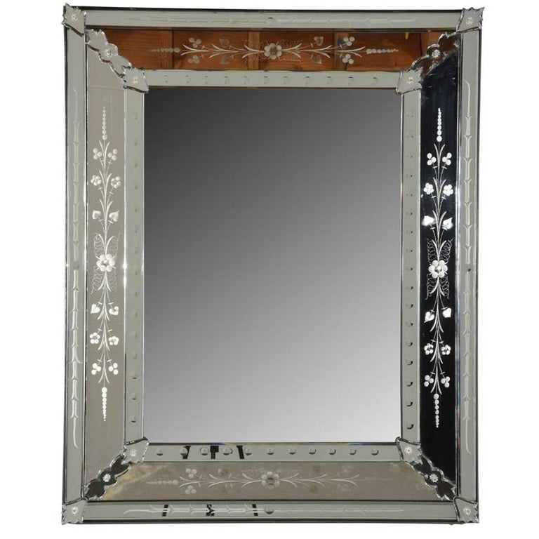 Pair of Style Etched Glass Mirrors at 1stdibs