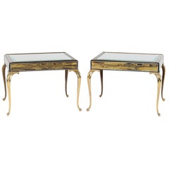 1970s Brass and Etched-Bronze End Tables by Bernhard Rohne for Mastercraft