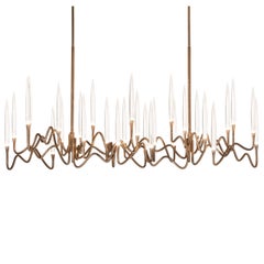 "Il Pezzo 3 Long Chandelier" LED lamp in light bronze finish and crystal