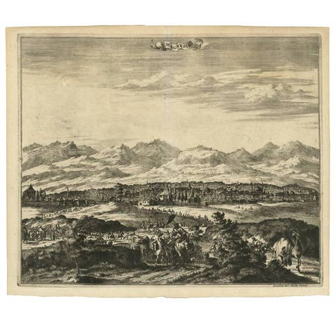 Antique Print with a View of Magnesie in Turkey by O. Dapper, circa 1680