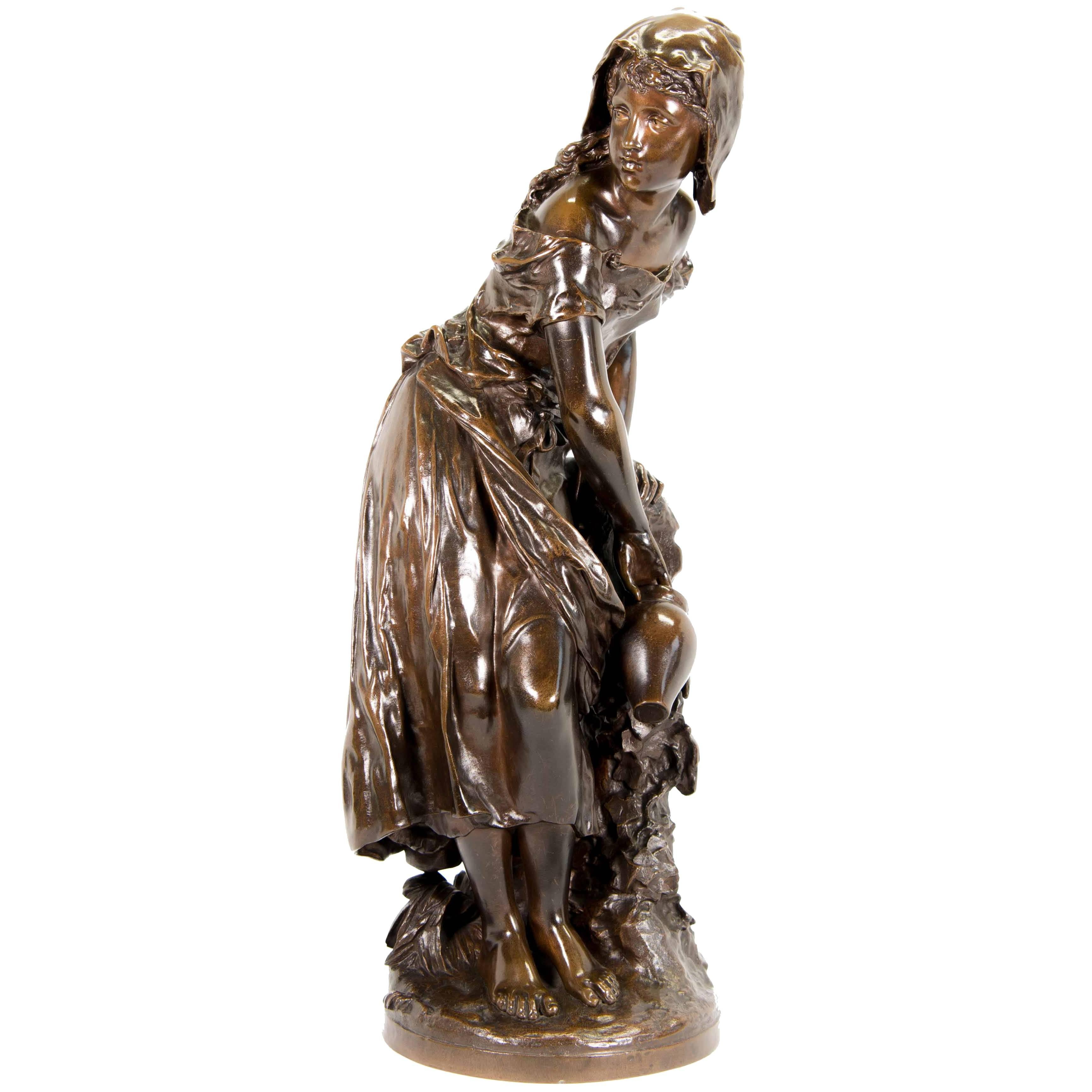 Bronze Statue of Lady at the Well, Mathurin Moreau, 19th Century For Sale