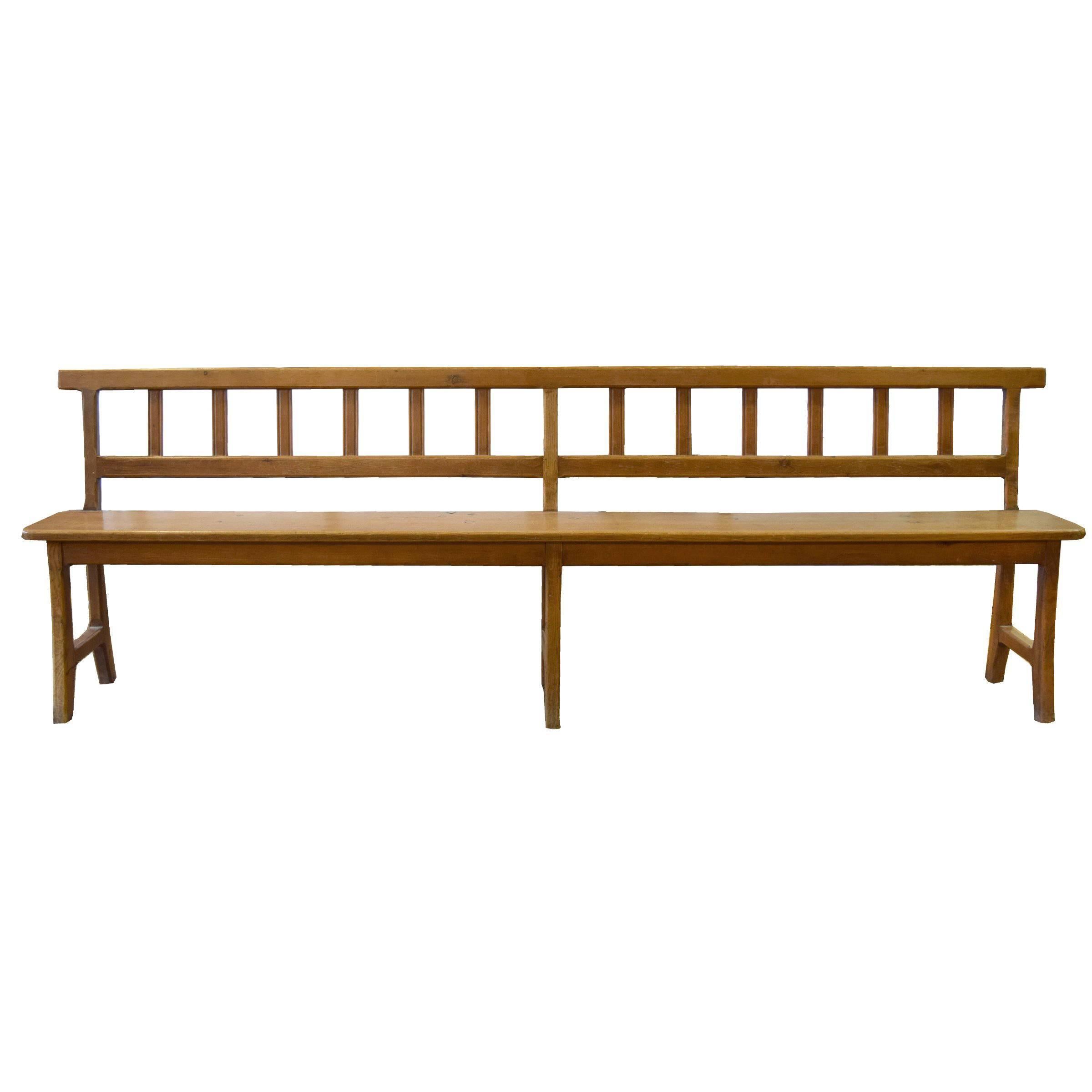 French Long Bench with Back