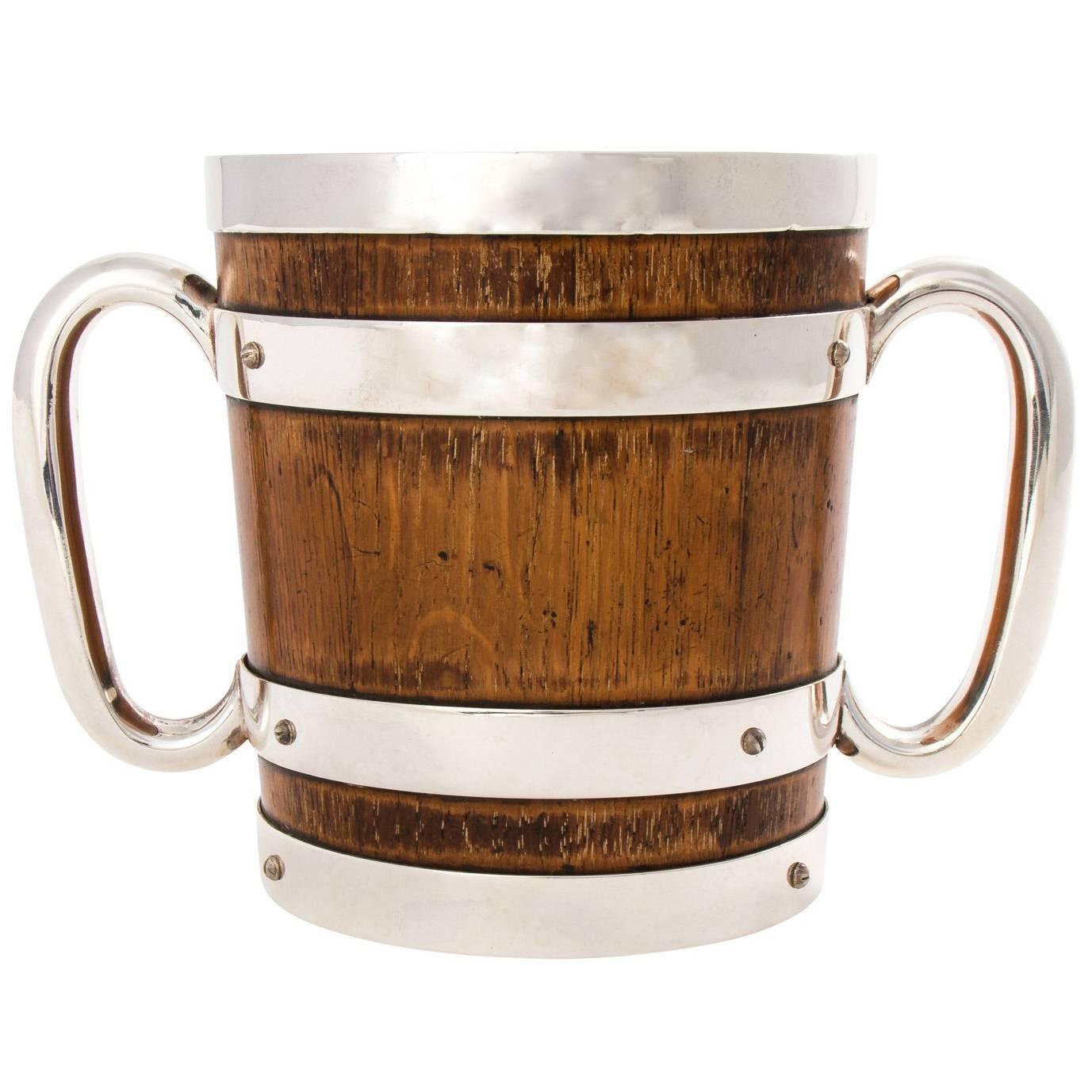 Edwardian Oak and Silver Plated Ice Pail