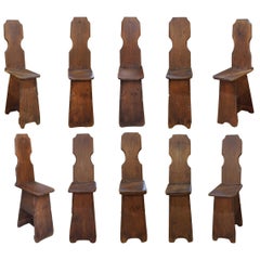 Antique Set of Ten Primitive Italian Chairs