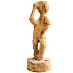 Brazilian Hand-Carved Wood Sculpture Arrocha Boy