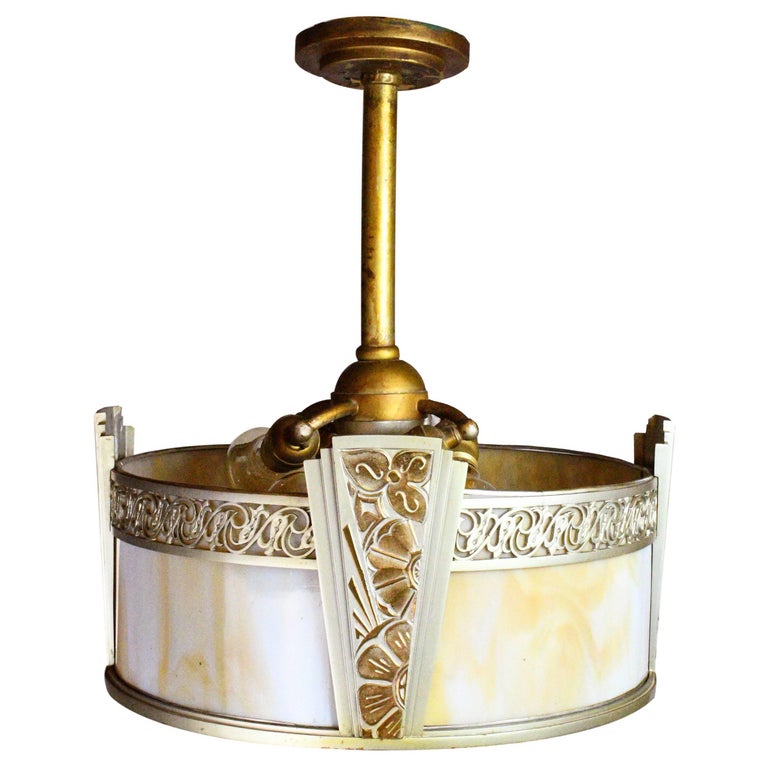 Art Deco Theatre Pendant with Bent Glass at 1stdibs