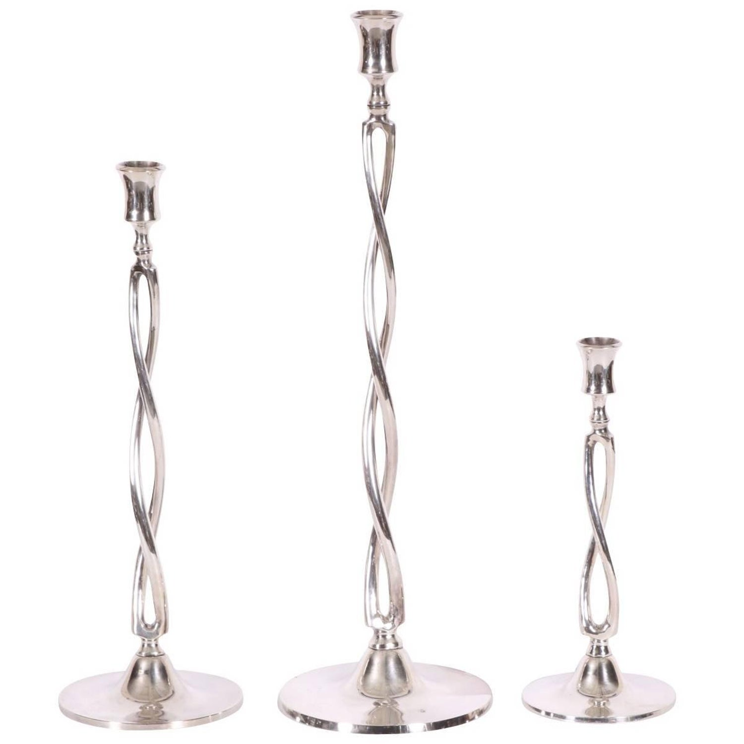 Set of Three Ralph Lauren Silver Plate Candlesticks For Sale at 1stDibs