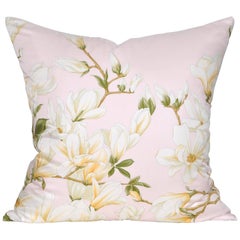 Large Vintage Magnolia Pink Valentino Silk Scarf with Irish Linen Cushion Pillow