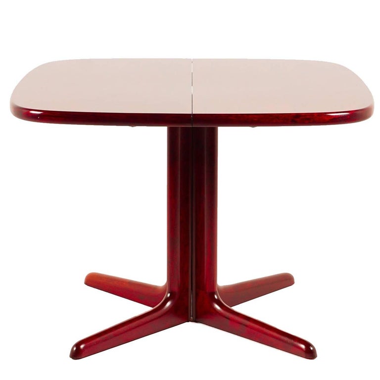 Danish Rosewood Round Pedestal Dining Table, One Leaf at 1stdibs