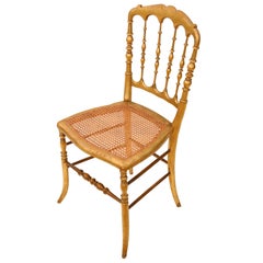 Antique Rare Victorian circa 1890 Gilt Cane Inlaid Bedroom Side Hall Chair