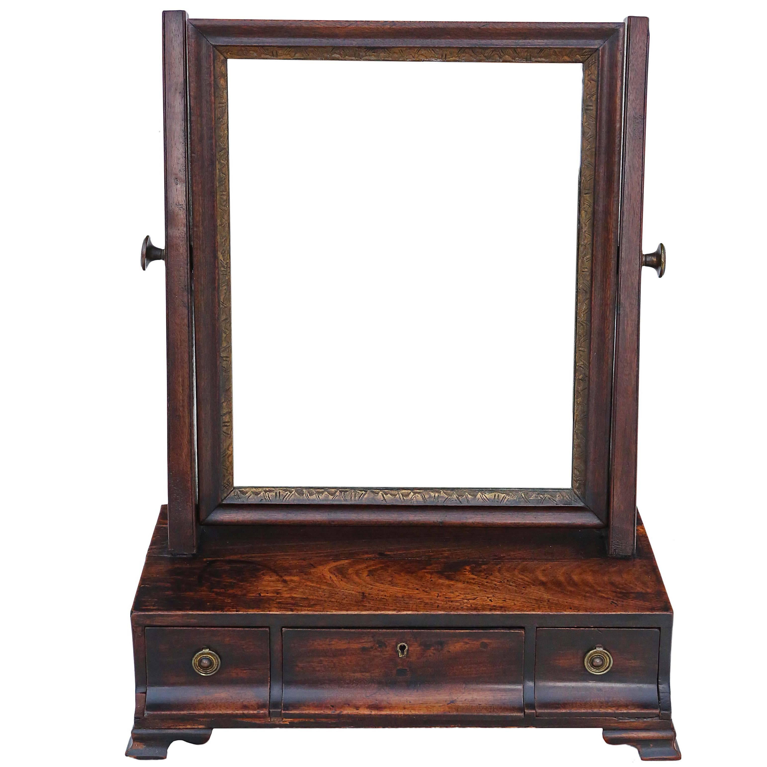 Antique Quality Georgian Regency Mahogany Dressing Table Swing Mirror Toilet For Sale