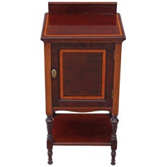 Antique Edwardian Maple & Co. Inlaid Mahogany Bedside Table Cupboard Cabinet