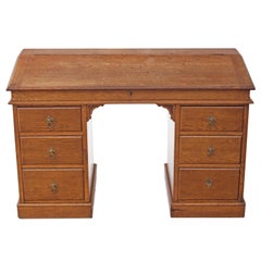 Antike viktorianische Arts & Crafts Oak Twin Pedestal Clerks Desk Bureau