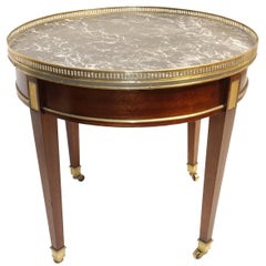 Antique Louis XVI Style Mahogany Bouillotte Table with Marble Top, French, 19th Century