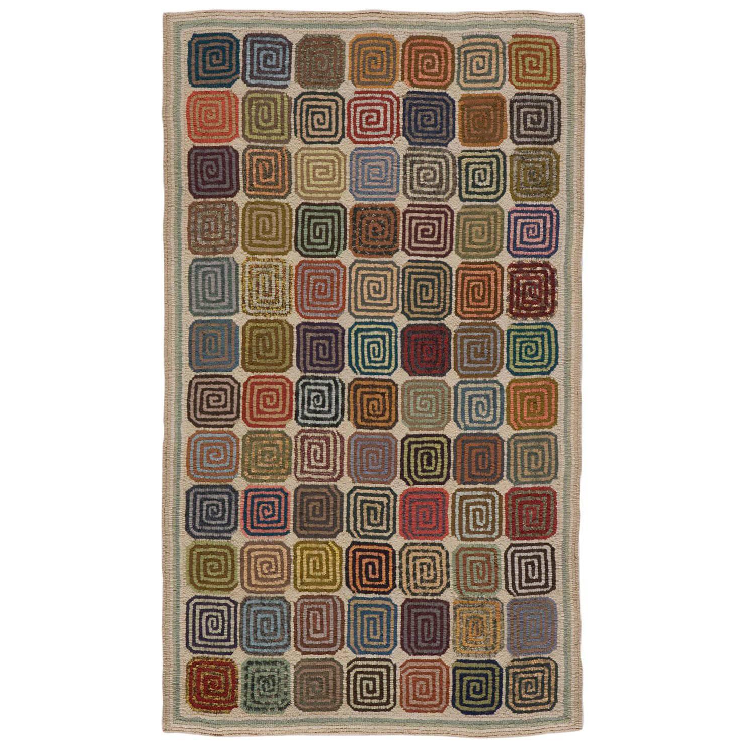 Handmade Modern Hooked Rug by Stephen T Anderson For Sale