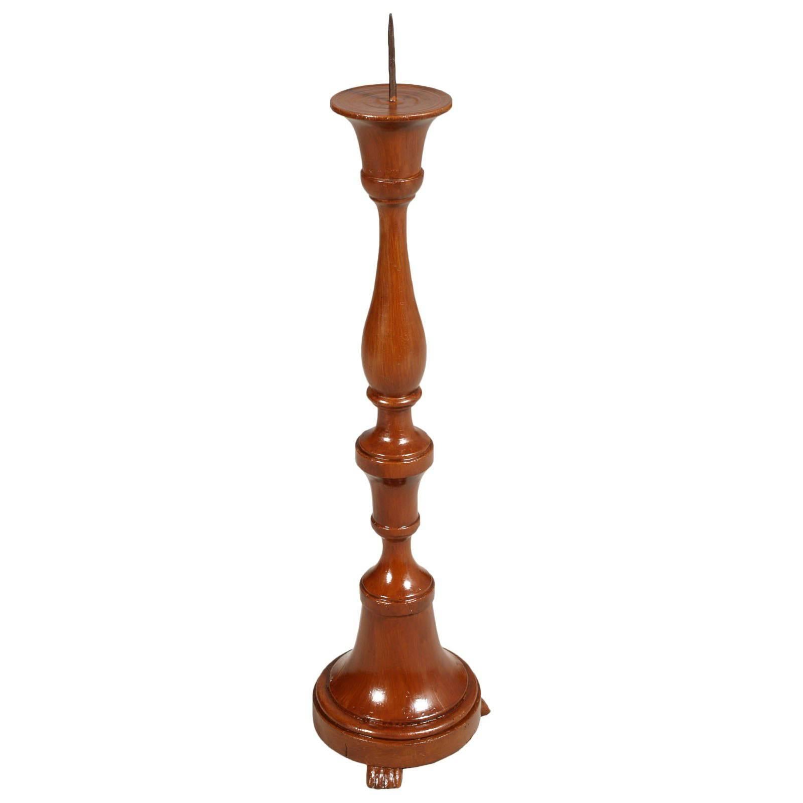 19th Century Painted Walnut Candlestick For Sale