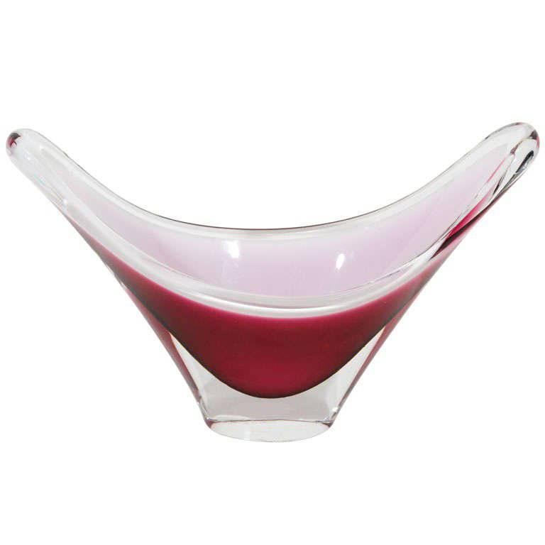 Flygsfors Bowl, Sweden, 1960s in Pink and White For Sale