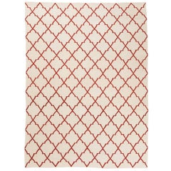 Contemporary Kilim in Beige and Red Tones