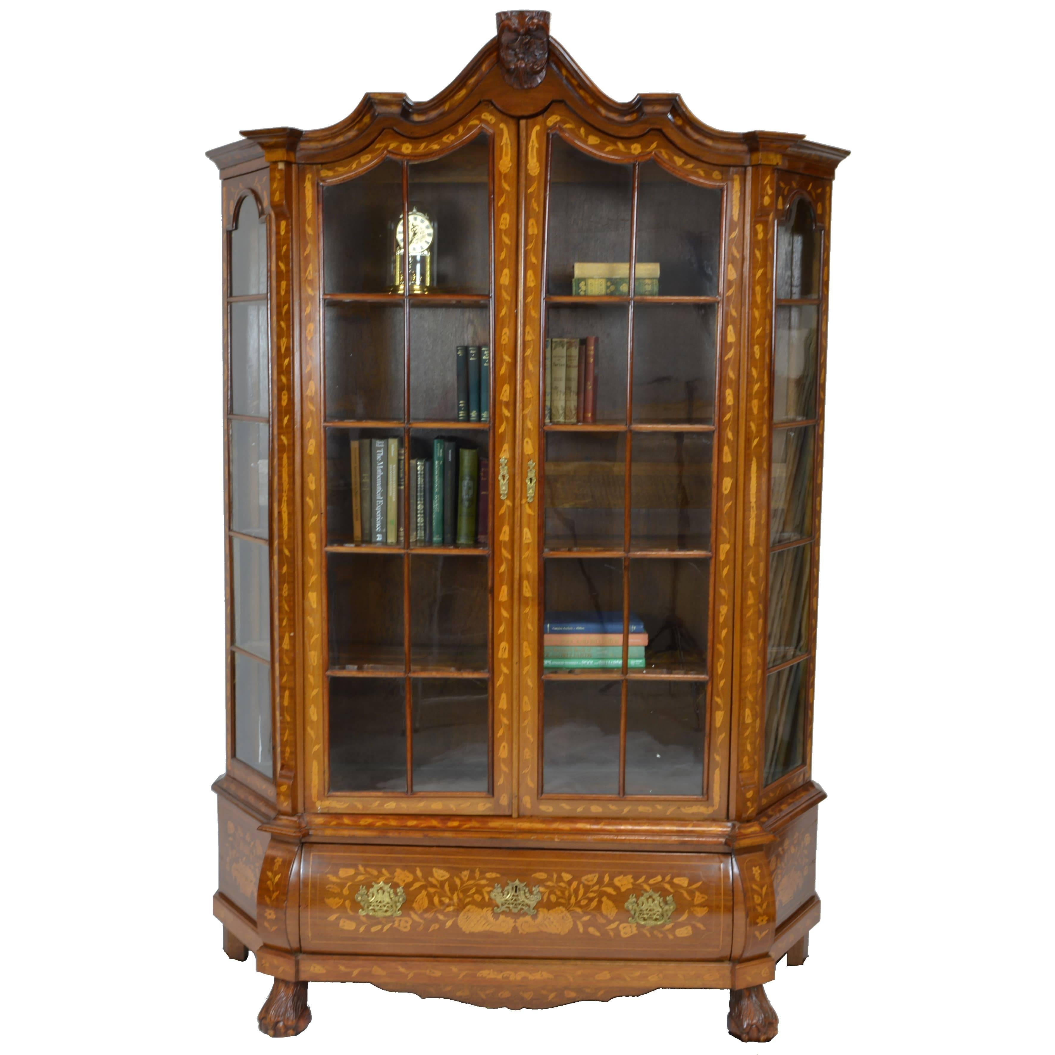 Antique Display Cabinet with Dutch Marquetry For Sale