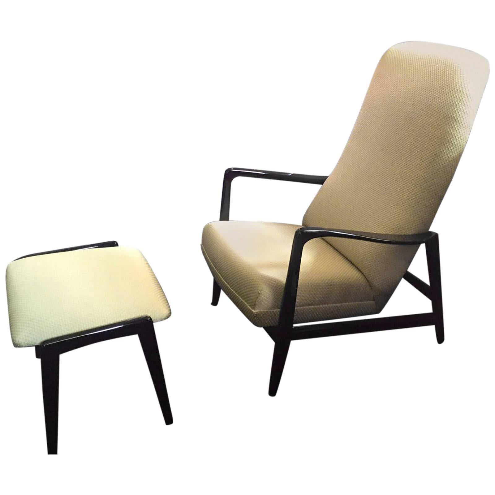 Lounge Chair with Footstool by Gio Ponti For Sale