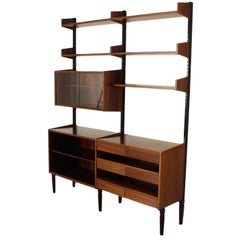 Bookcase Adjustable Elements Rosewood Veneer Vintage Manufactured in Italy