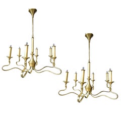 Pair of Italian Six-Light Chandeliers