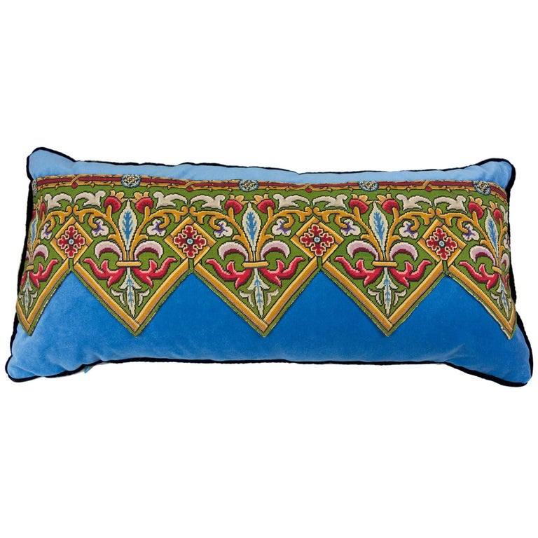 Mid 1880s Fleur De Lis Needlepoint Decorative Pillow For Sale At