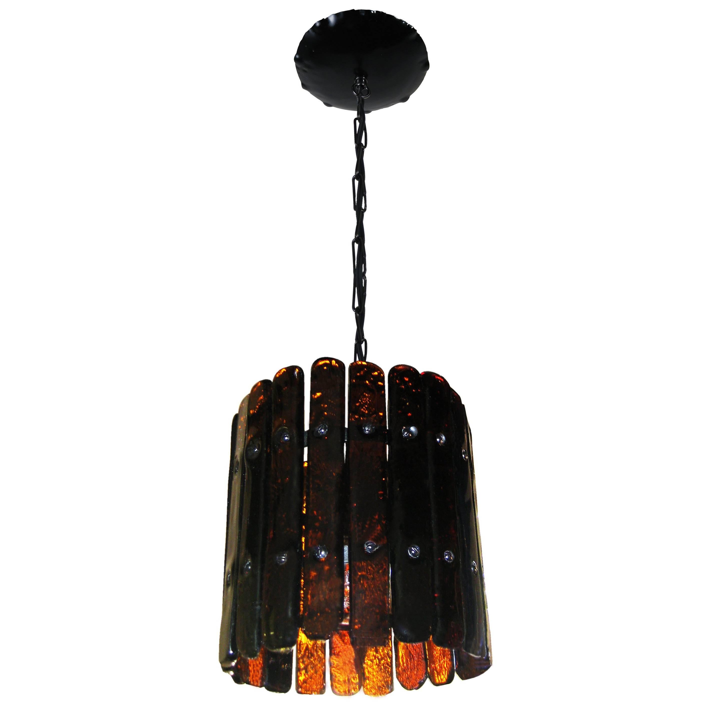 Hanging Lamp in Glass and Metal, F. Derflingher for Feder's, Cuernavaca For Sale