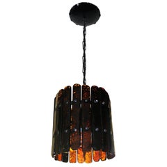 Vintage Hanging Lamp in Glass and Metal, F. Derflingher for Feder's, Cuernavaca
